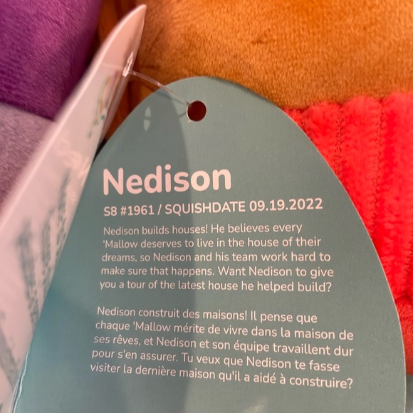 NWT 8โ Nedison the Peanut Butter & Argie the Grape ๐ Jelly Jam Squishmallow Set - Picture 7 of 7